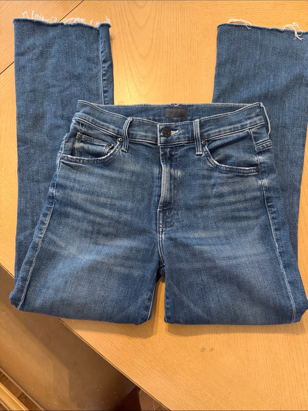 MOTHER Straight Leg Jeans in Classic Blue Wash